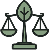 Icon mit Waage und Blatt
